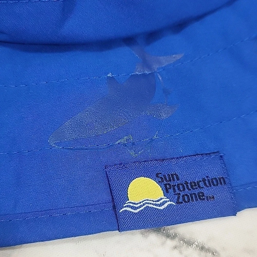 Sun Protection Zone Childs Safari Hat Blue Shark Print Adjustable‎ 50-54cm New